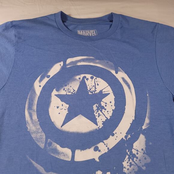 Marvel Captain America Graphic Short Sleeve Casual T Shirt Mens Size S Blue - Picture 1 of 9